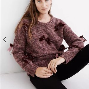 Madewell Velvet Bow Pullover Sweater Sz L